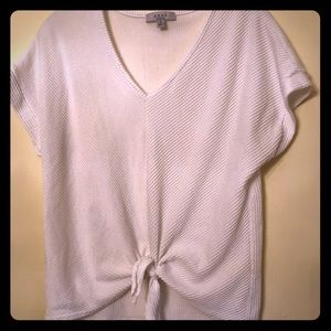 White tie-front top